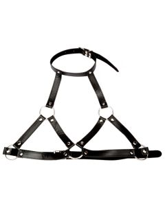 Leather SM Restraint Bondage Handcuffs Breast Clamp and Neck Collar set
