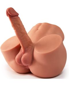 10.5 LB 2 in1 Torso Male Sex Doll with Realistic Dildo and Testis, Anal Male Masturbator with Tight Hole Sex Toy for Couple Brown