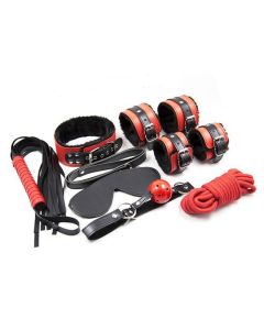 7Pcs Pu Leather Rope Handcuffs Collar Gag Fetish Restraints Bondage Set For Couples 