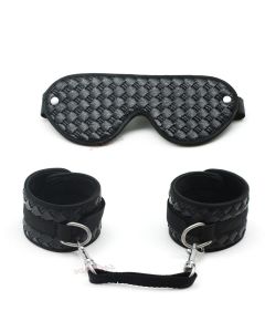 Leather hand restraints handcuffs and blindfold for beginners