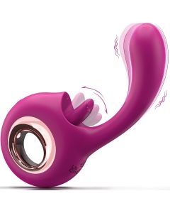 2 in 1 Tongue Licking Vibrating Rose Sex Stimulator Dildo Vibrator with 9 Modes Adult Sex Toys for Women and Couples
