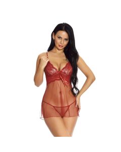 REALLOVE Female Sexy Deep V-Neck Lace Teddy Lingerie Red Black Color