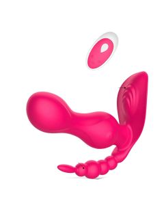 Wireless remote control dildo invisible wearable dual vibrator sex toy Pink