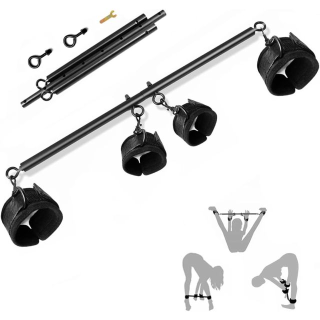 Spreader Bar Sex Toys BDSM Bondage Restraints with Handcuffs Ankle Cuffs for Couples Adults SM Games Adjustable 22-36 Inch