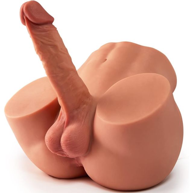 10.5 LB 2 in1 Torso Male Sex Doll with Realistic Dildo and Testis, Anal Male Masturbator with Tight Hole Sex Toy for Couple Brown (2-5 Working days delivery)