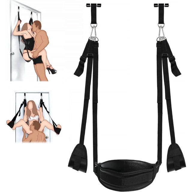BDSM Sex Swing for Couple, Heavy Duty 360 Degree Spinning with Hanging Apparatus and Adjustable Slings Pads