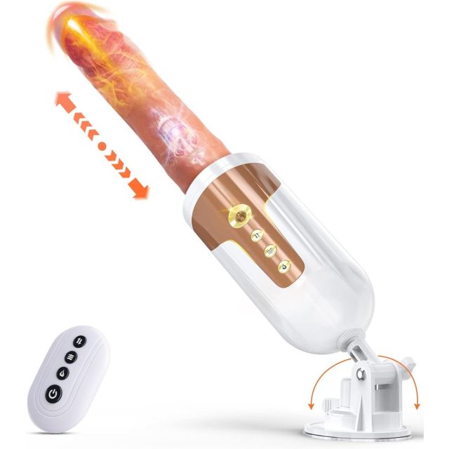 Automatic Thrusting Dildo G-spot Vibrator, Realistic Dildo with 5 Vibration & 5 Thrusting Modes,Heating Sex Machine with Remote Control