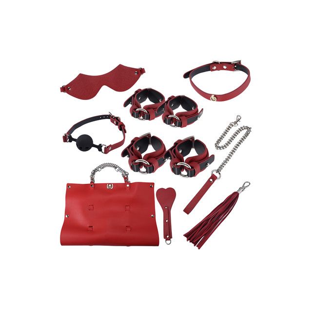 Portable Leather Bondage Kit With Travel Bag For Adult