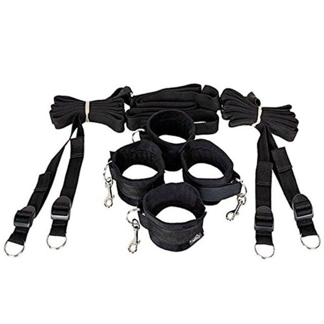 Under Bed Restraint Kit with Hand Cuffs Ankle Cuff Bondage Collection