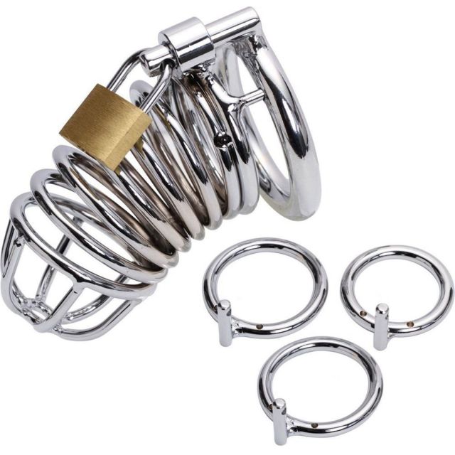 New Locked Cock Cage Male Chastity Device Sex Toy for Male stainless steel 