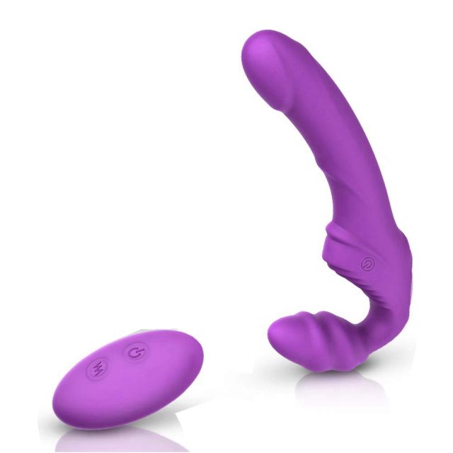 Rechargeable double-ended Strap On Strapless Dildo G-Spot Vibrator