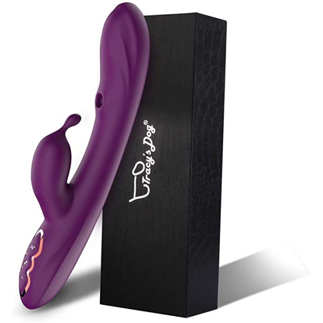 G-spot rabbit vibrator clitoral sucking  clitoral dildo stimulator with 7 vibrations and 7 suction modes  dual-motor waterproof sex toy