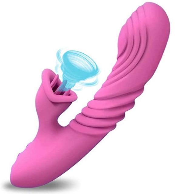 Multi-Speed Suction  Waterproof  Rabbit Silicone Nipple Sucking Vibrator 