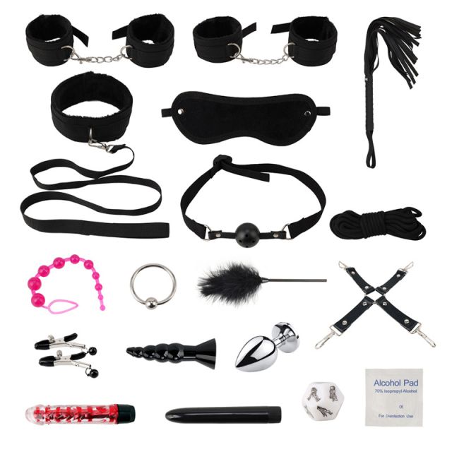 SM 18 piece set adult sex toys bundled bondage training hand and handcuffs