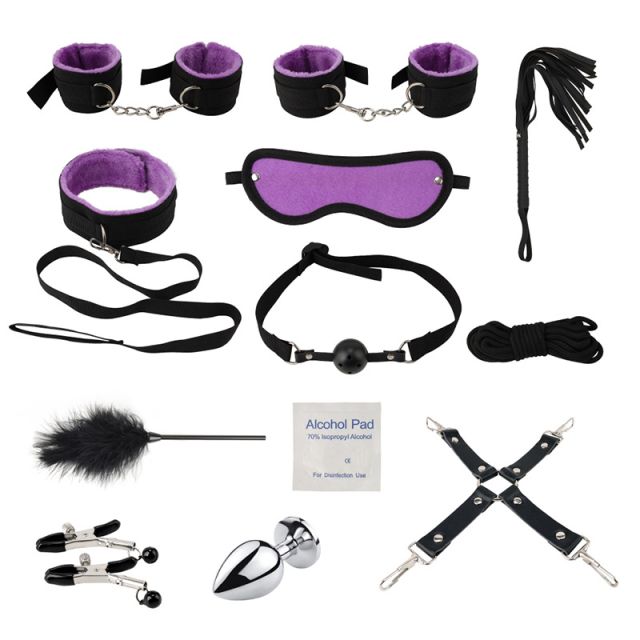 SM 12 piece set adult sex toys bundled bondage training hand and handcuffs