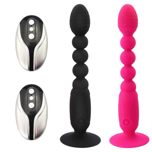 Remote control rechargeable silicone beads anal plug female masturbation massager