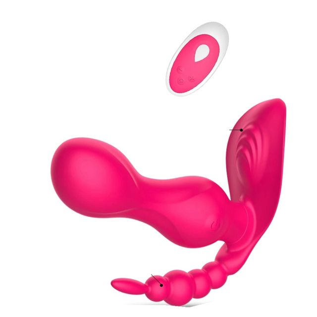 Wireless remote control dildo invisible wearable dual vibrator sex toy Pink