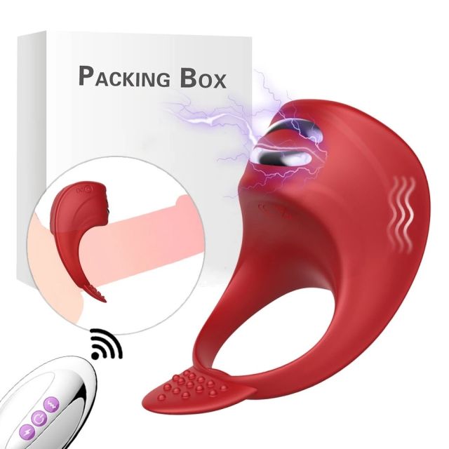 Male silicone penis ring vibrator rechargeable delayed cock lock sex abuse toy
