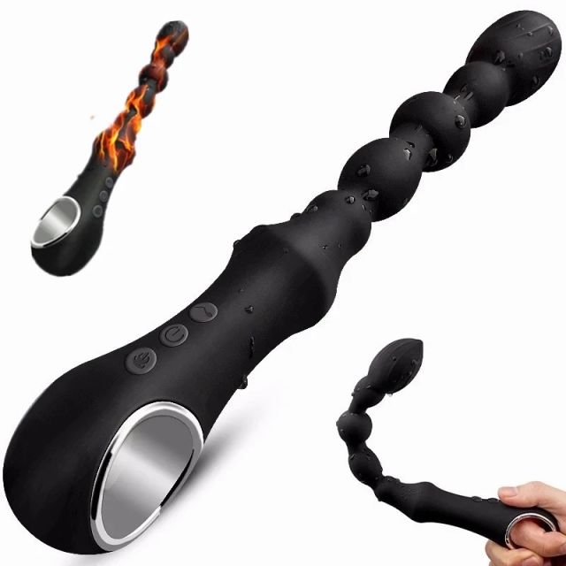 Heating anal beads prostate massager anal vibrator male masturbation device