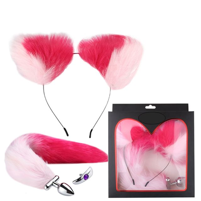 Deformable Fox Ears Tail Metal Anal Plug Cosplay Set