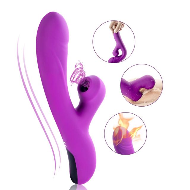 Purple Waterproof Rechargeable Heating Sucking Vibrator