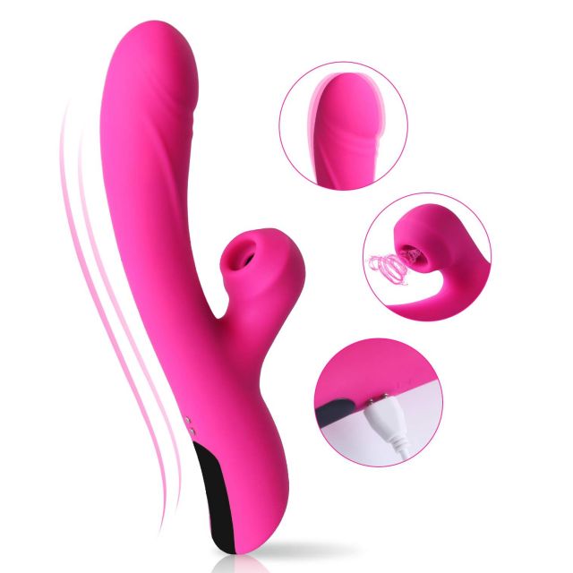 Pink Waterproof Rechargeable Heating Sucking Vibrator